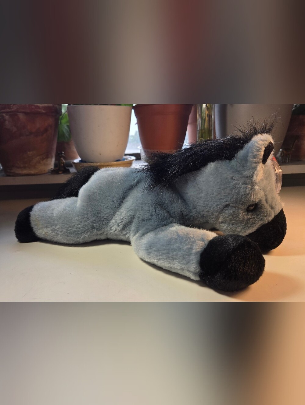 Ty Beanie Buddies Collection Lefty Gray and Black Donkey Plush